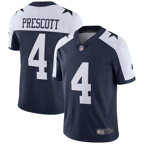 Men Dallas Cowboys Limited Navy Blue Dak Prescott Alternate #4 Vapor Untouchable Throwback NFL Jersey